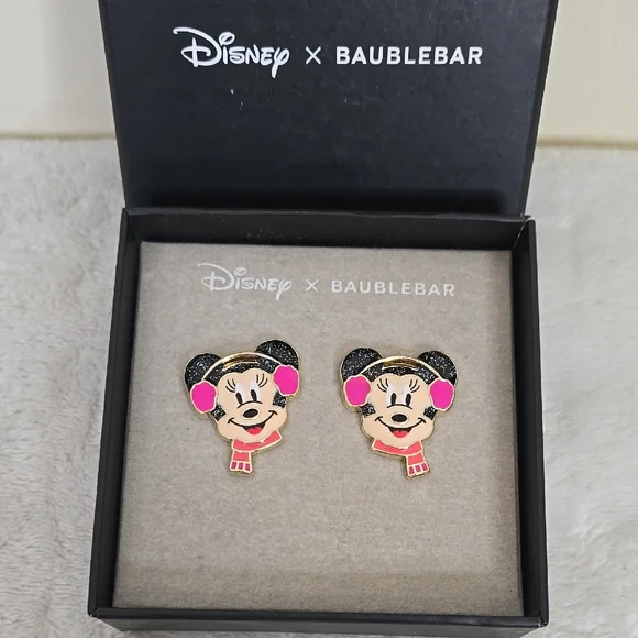 Disney X Baublebar Minnie Mouse Glitter Earrings - Picture 1 of 1